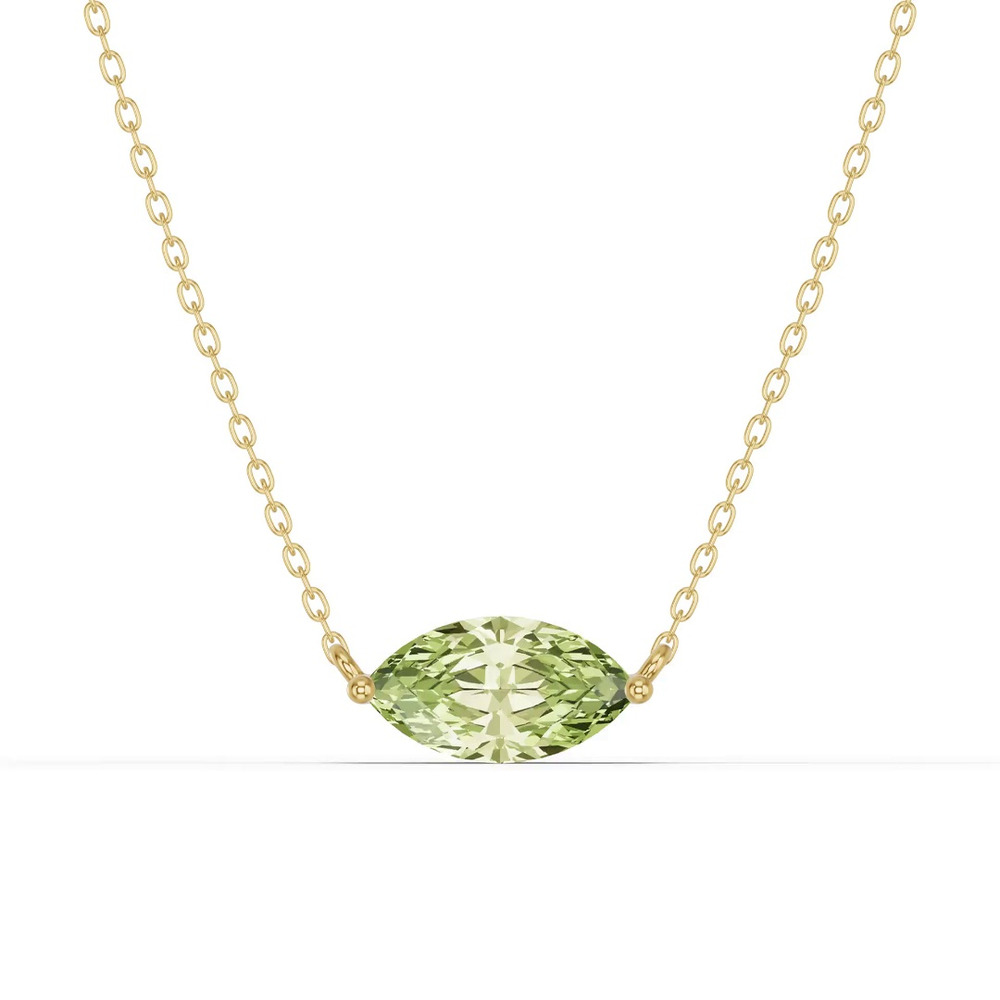 360 degree view of Marquise Peridot East-West Solitaire Necklace