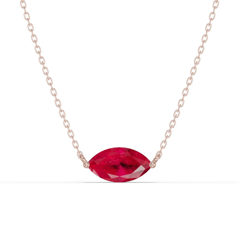 360 degree view of Marquise Ruby East-West Solitaire Necklace