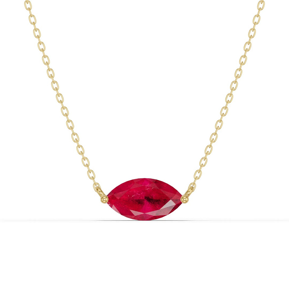 360 degree view of Marquise Ruby East-West Solitaire Necklace