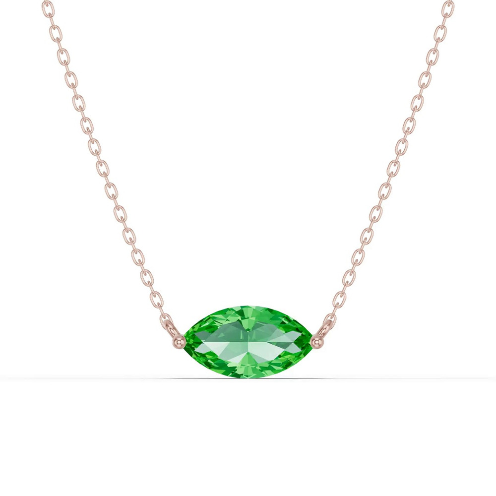 360 degree view of Marquise Tsavorite East-West Solitaire Necklace