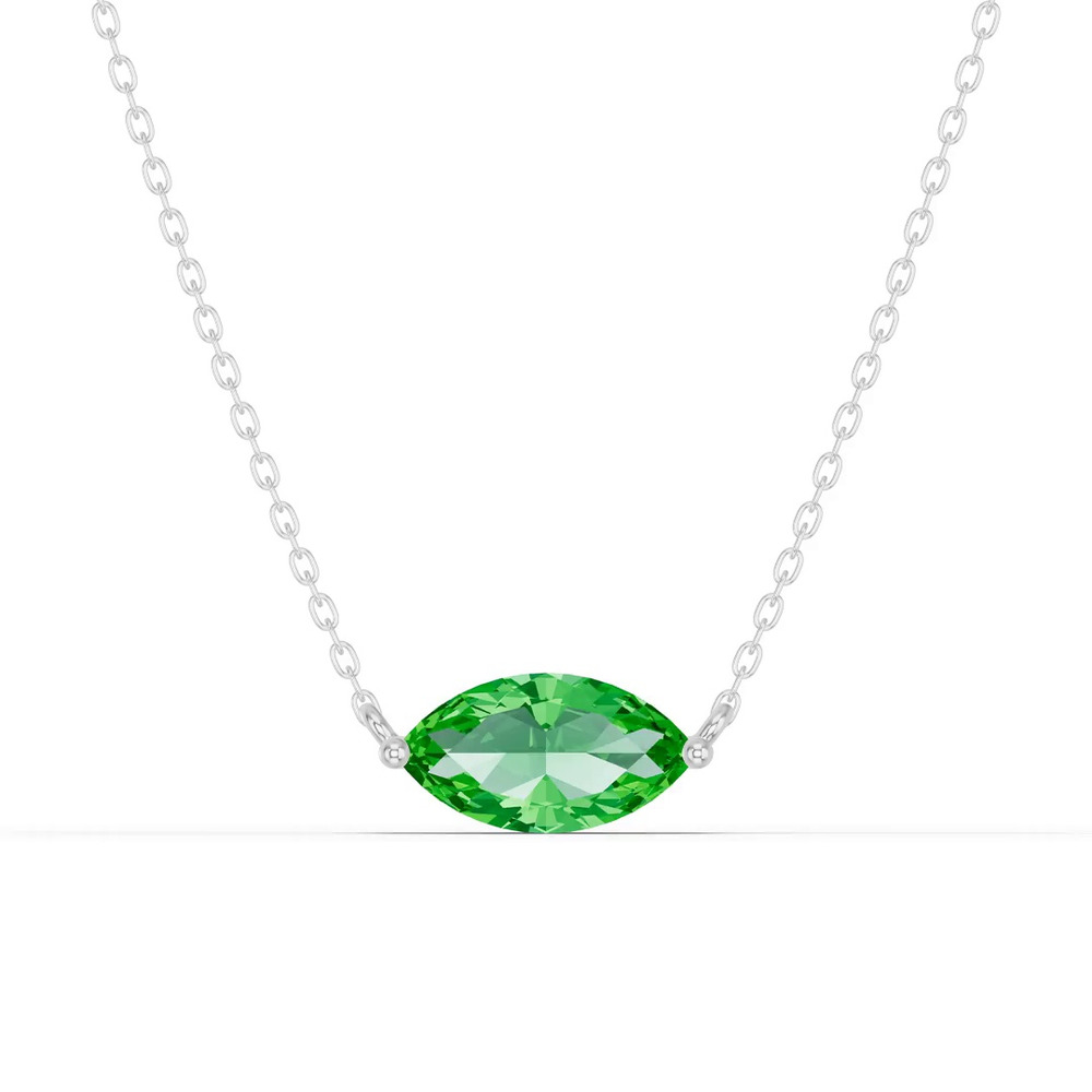 360 degree view of Marquise Tsavorite East-West Solitaire Necklace