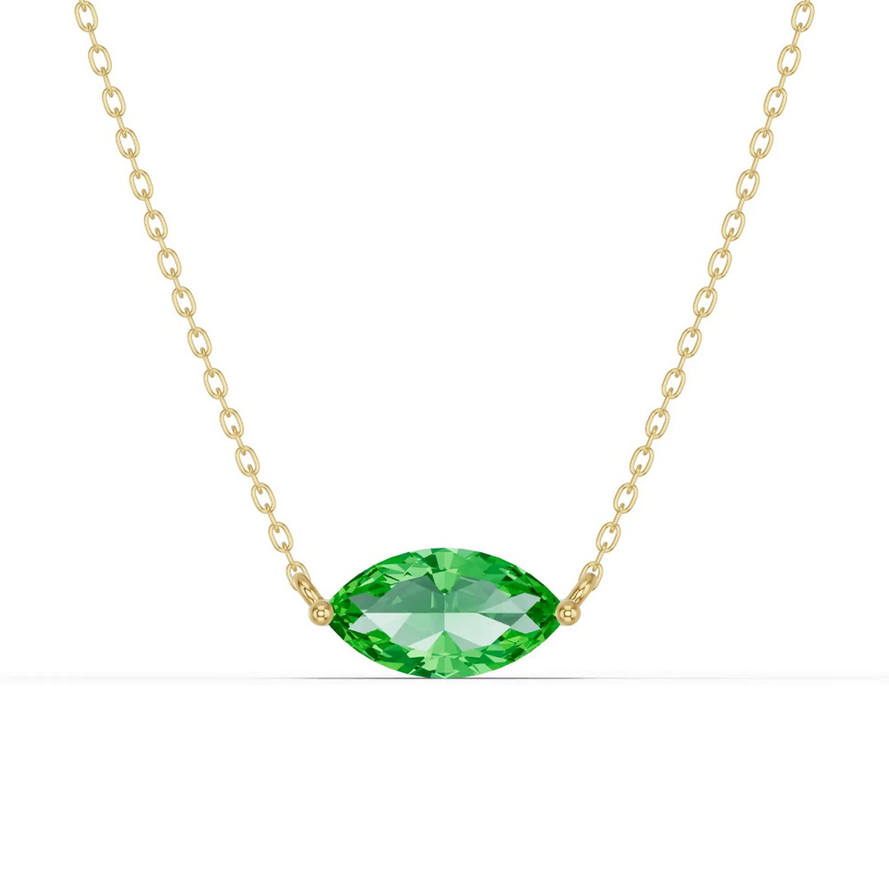 360 degree view of Marquise Tsavorite East-West Solitaire Necklace