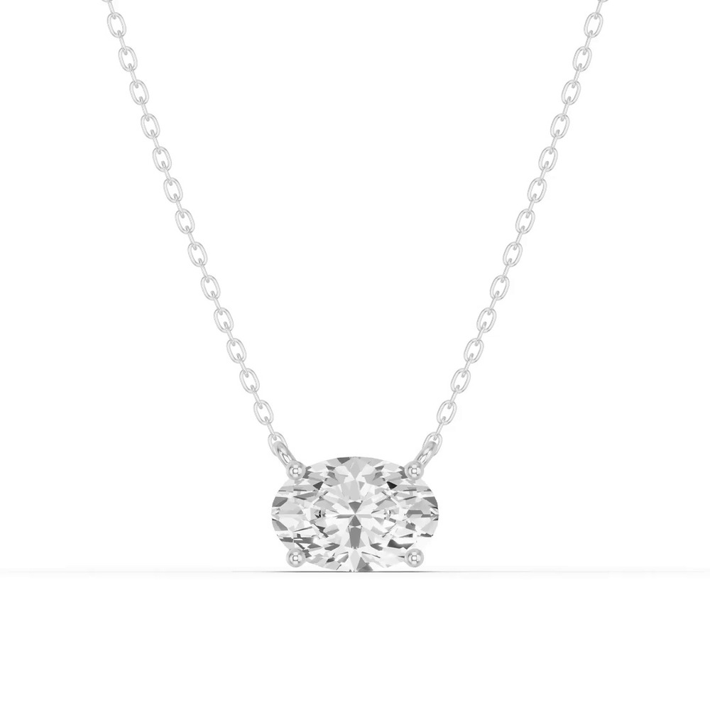 360 degree view of Oval Lab Diamond East-West Solitaire Necklace