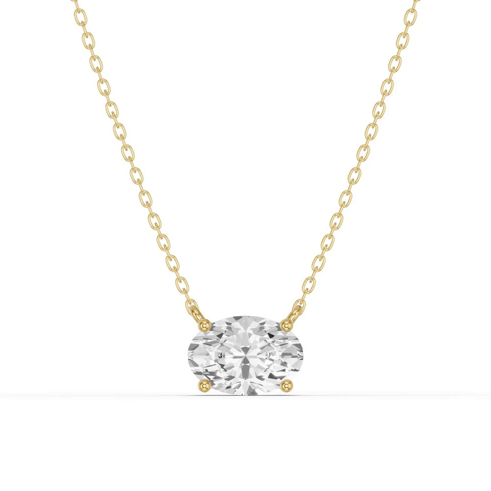360 degree view of Oval Lab Diamond East-West Solitaire Necklace
