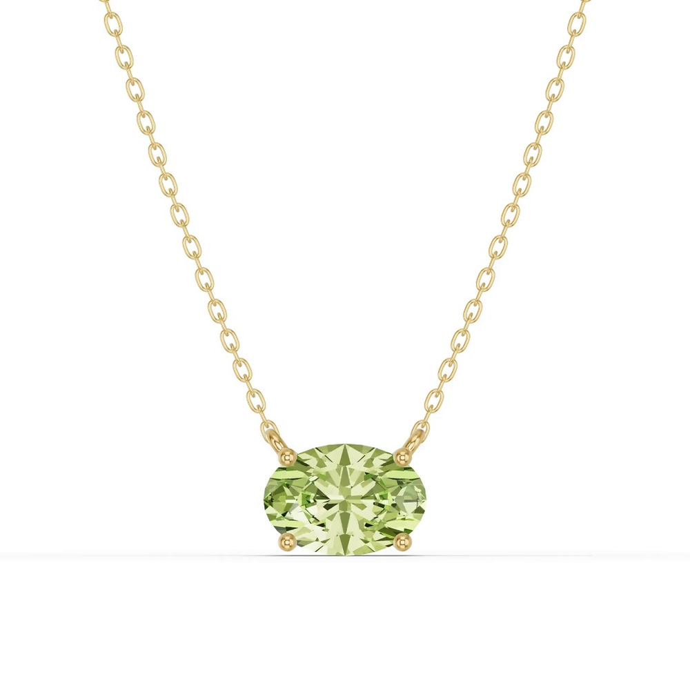 360 degree view of Oval Peridot East-West Solitaire Necklace