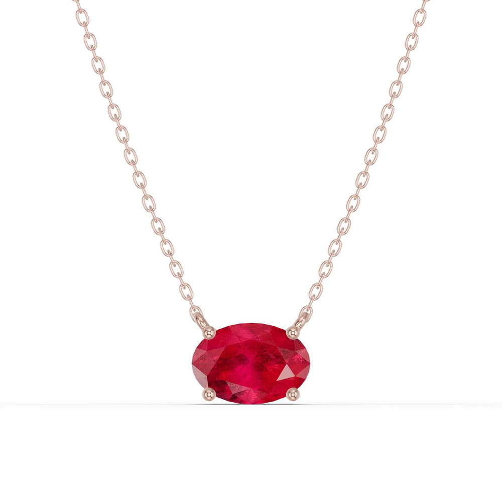 360 degree view of Oval Ruby East-West Solitaire Necklace