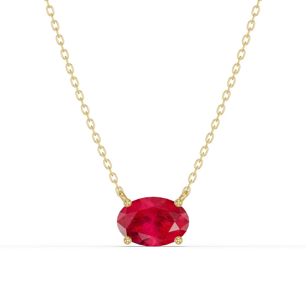 360 degree view of Oval Ruby East-West Solitaire Necklace