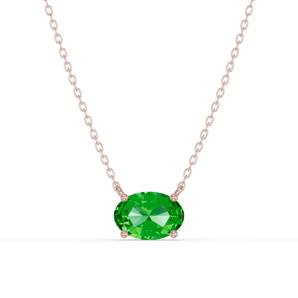 360 degree view of Oval Tsavorite East-West Solitaire Necklace