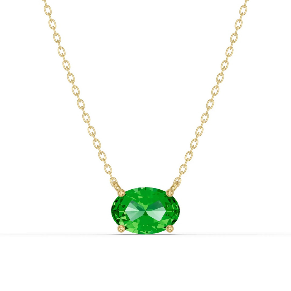 360 degree view of Oval Tsavorite East-West Solitaire Necklace