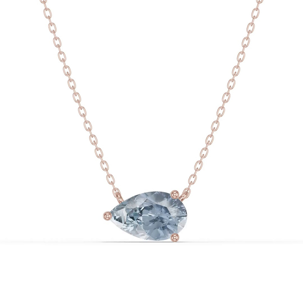 360 degree view of Pear-Shaped Aquamarine East-West Solitaire Necklace