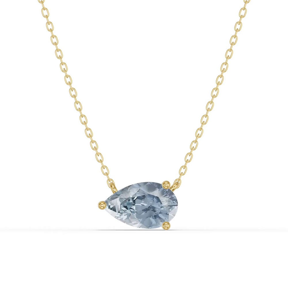 360 degree view of Pear-Shaped Aquamarine East-West Solitaire Necklace