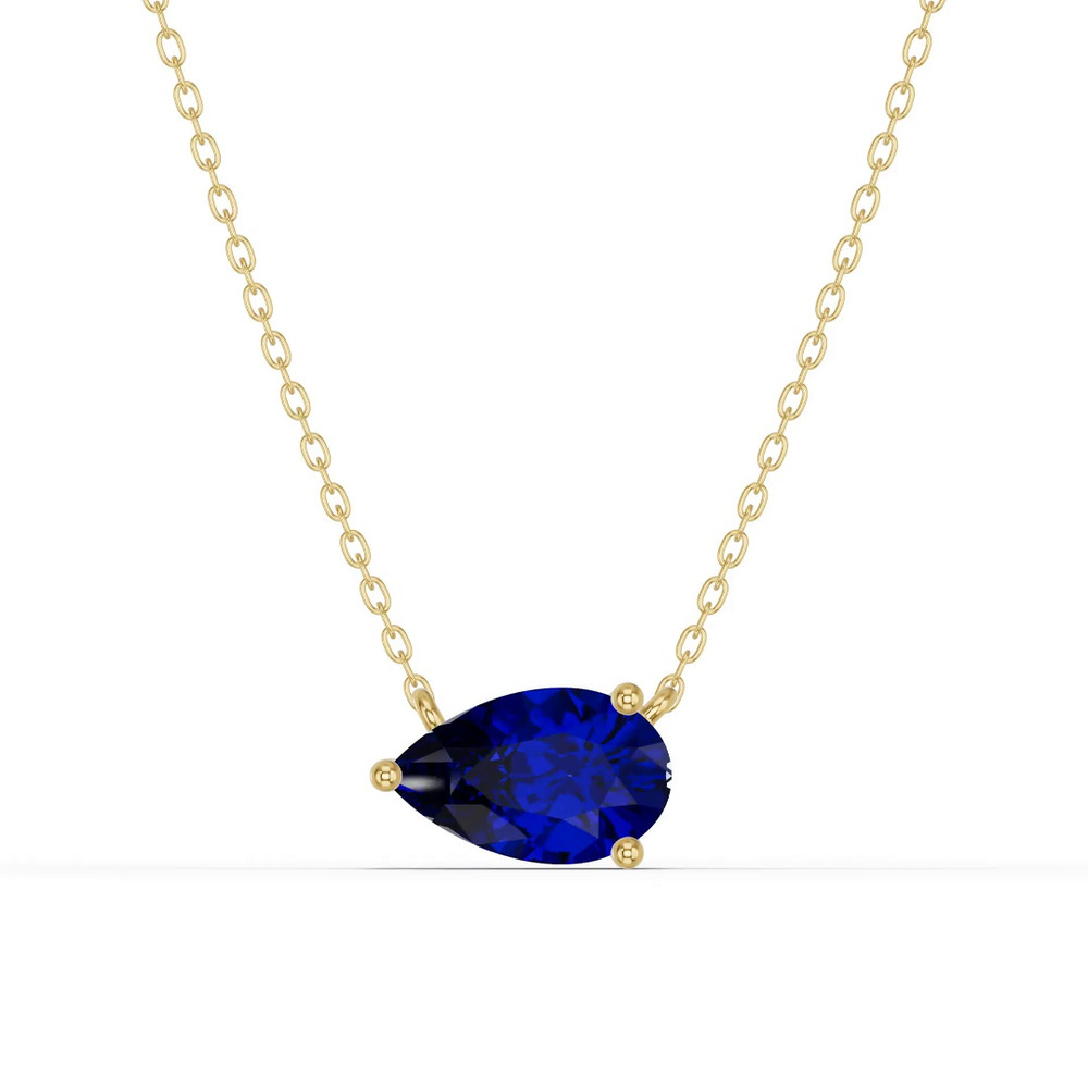 360 degree view of Pear-Shaped Sapphire East-West Solitaire Necklace