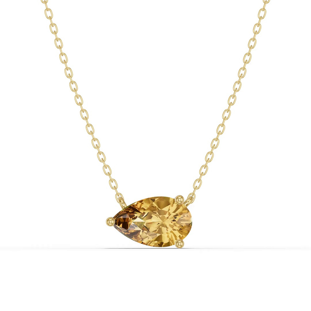 360 degree view of Pear-Shaped Citrine East-West Solitaire Necklace