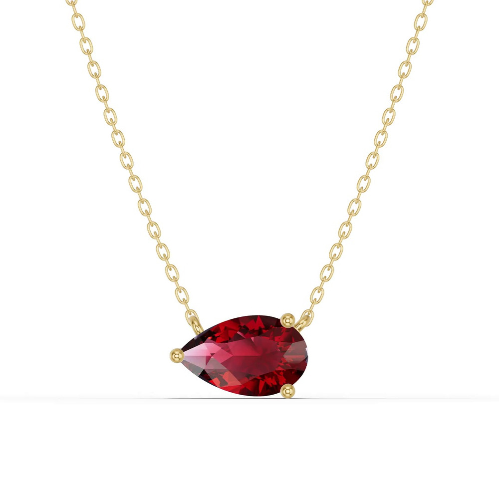 360 degree view of Pear-Shaped Garnet East-West Solitaire Necklace