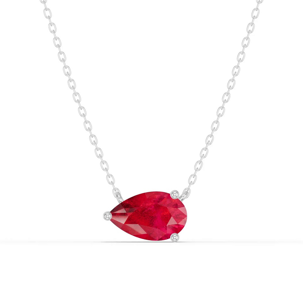 360 degree view of Pear-Shaped Ruby East-West Solitaire Necklace