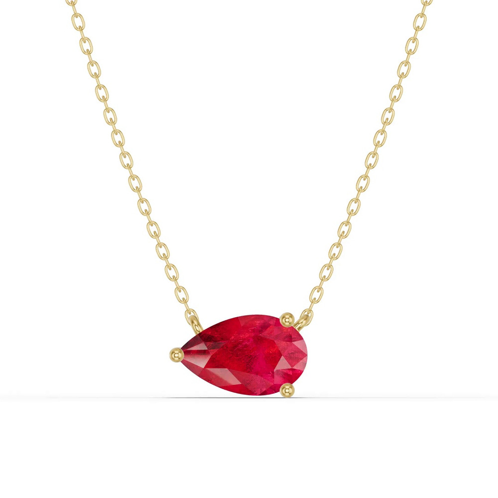 360 degree view of Pear-Shaped Ruby East-West Solitaire Necklace