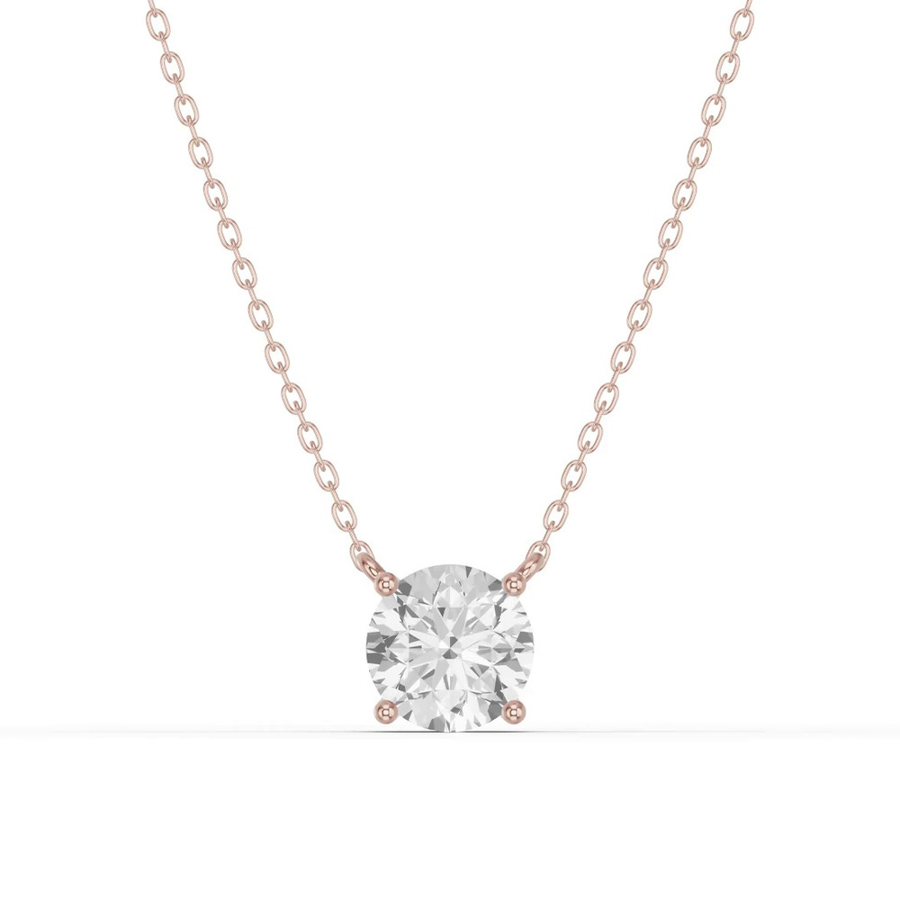 360 degree view of Round Lab Diamond Solitaire Necklace