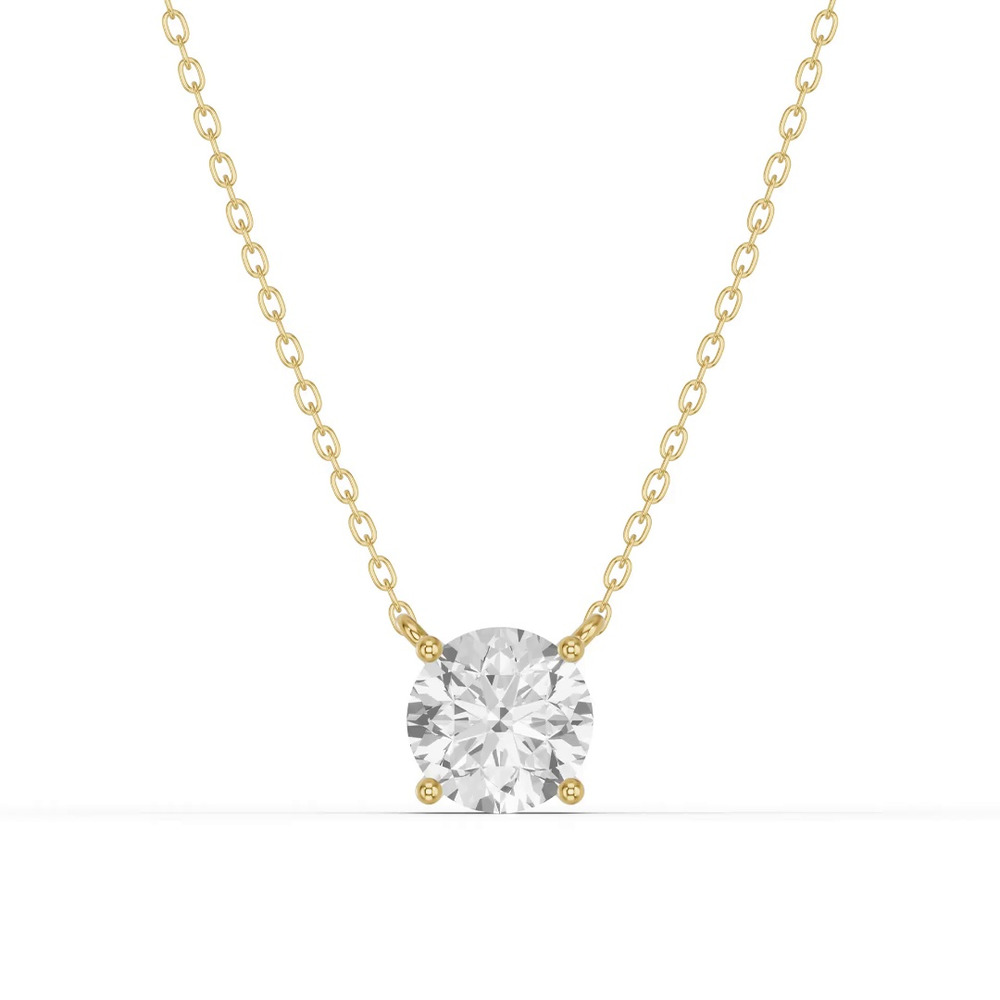 360 degree view of Round Lab Diamond Solitaire Necklace