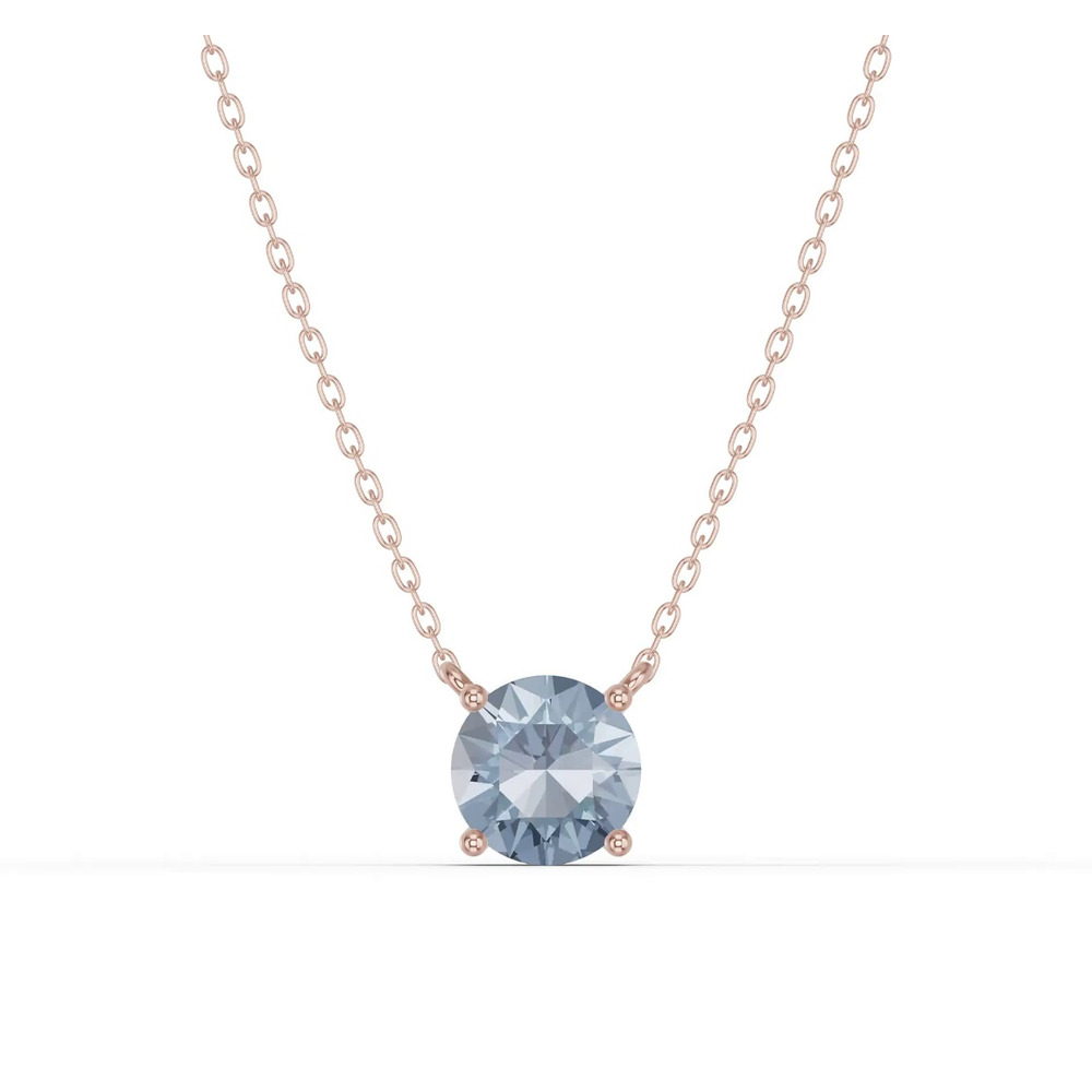 360 degree view of Round Aquamarine Solitaire Necklace