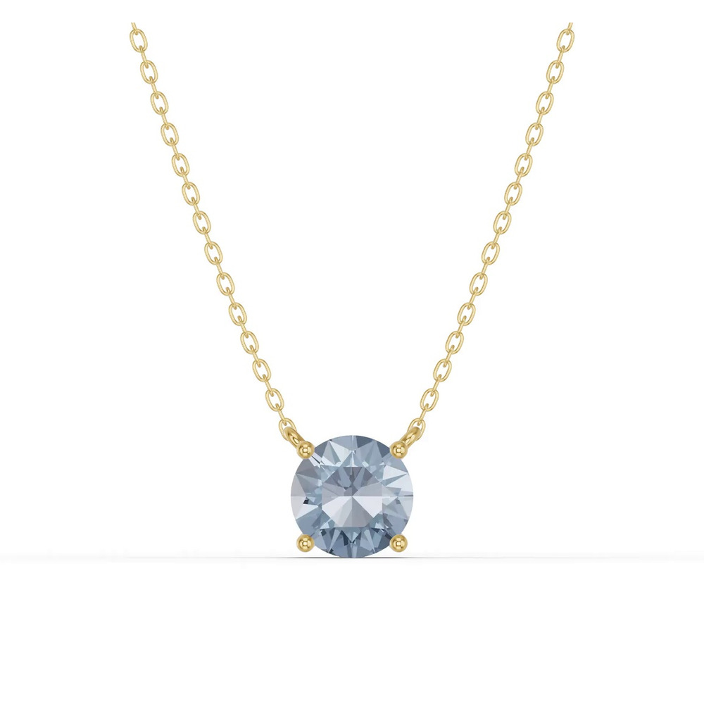360 degree view of Round Aquamarine Solitaire Necklace