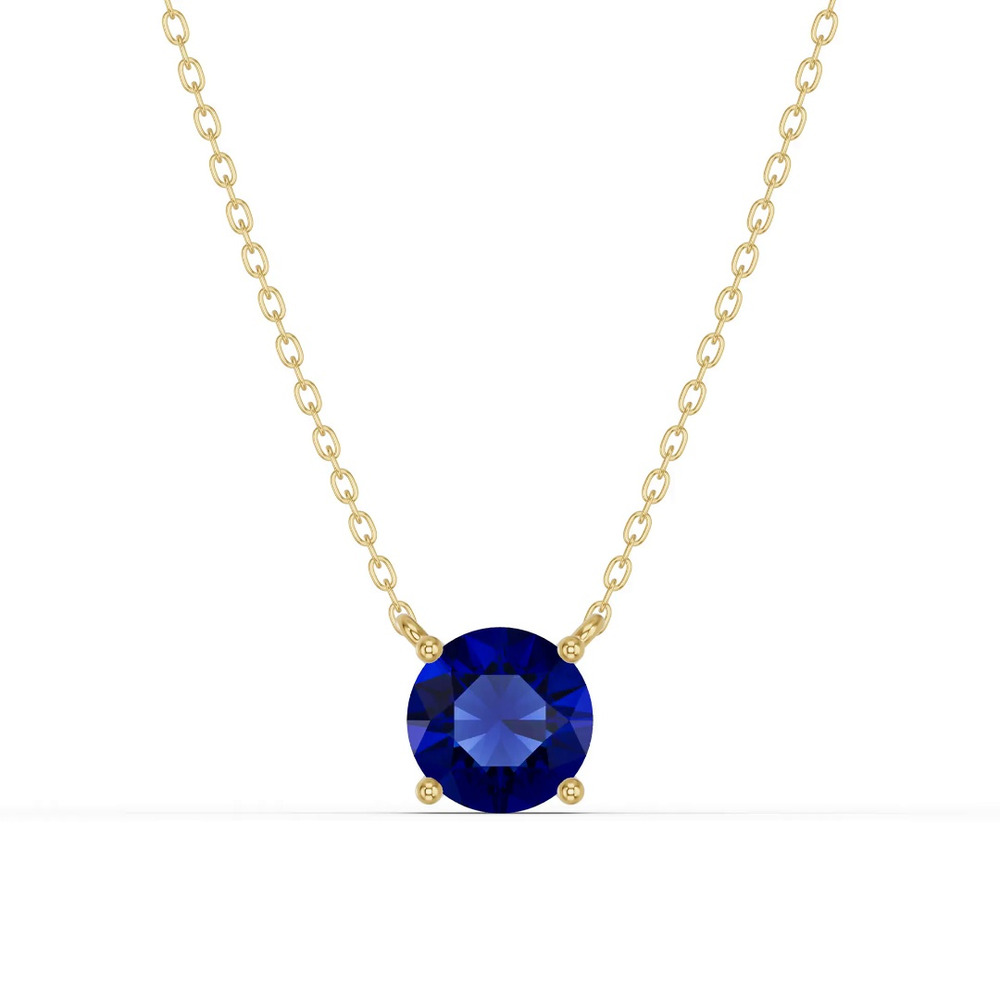 360 degree view of Round Sapphire Solitaire Necklace