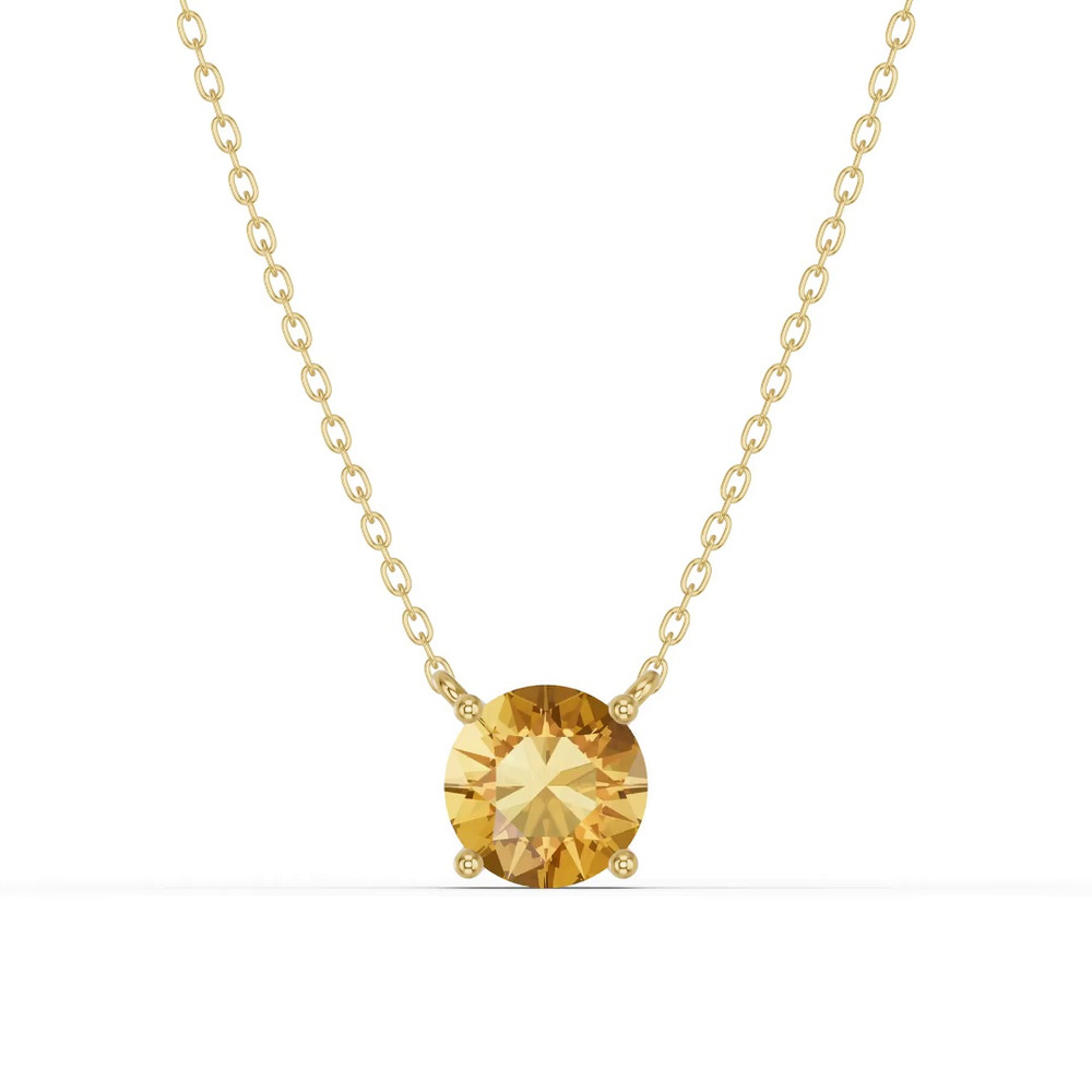 360 degree view of Round Citrine Solitaire Necklace