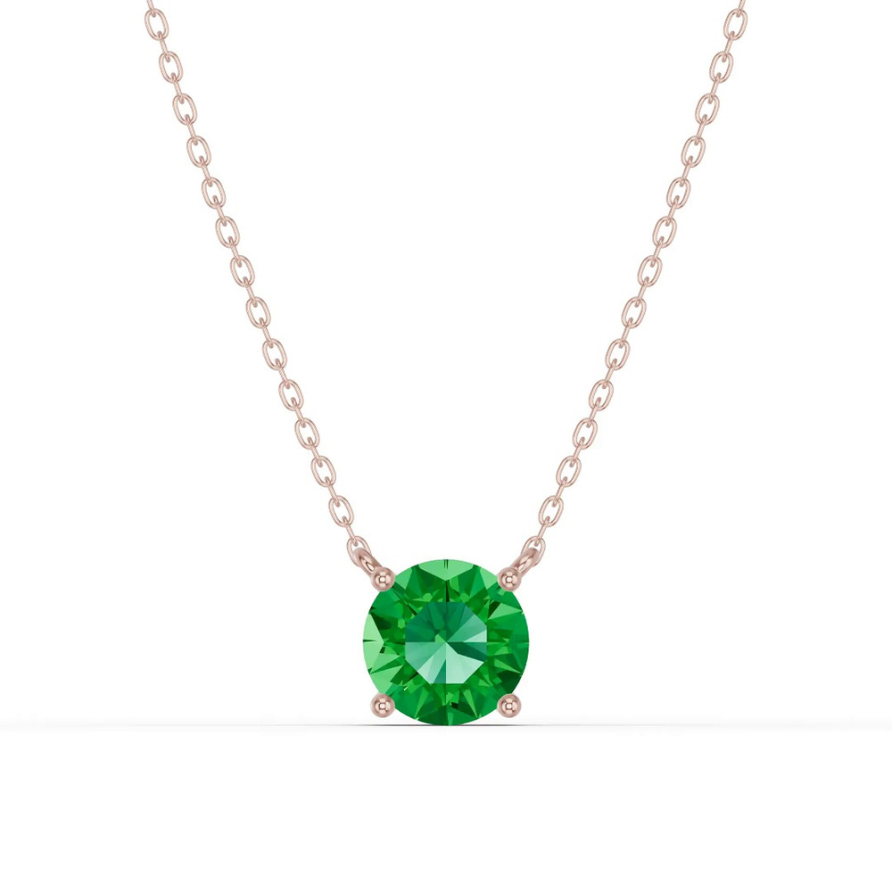 360 degree view of Round Emerald Solitaire Necklace