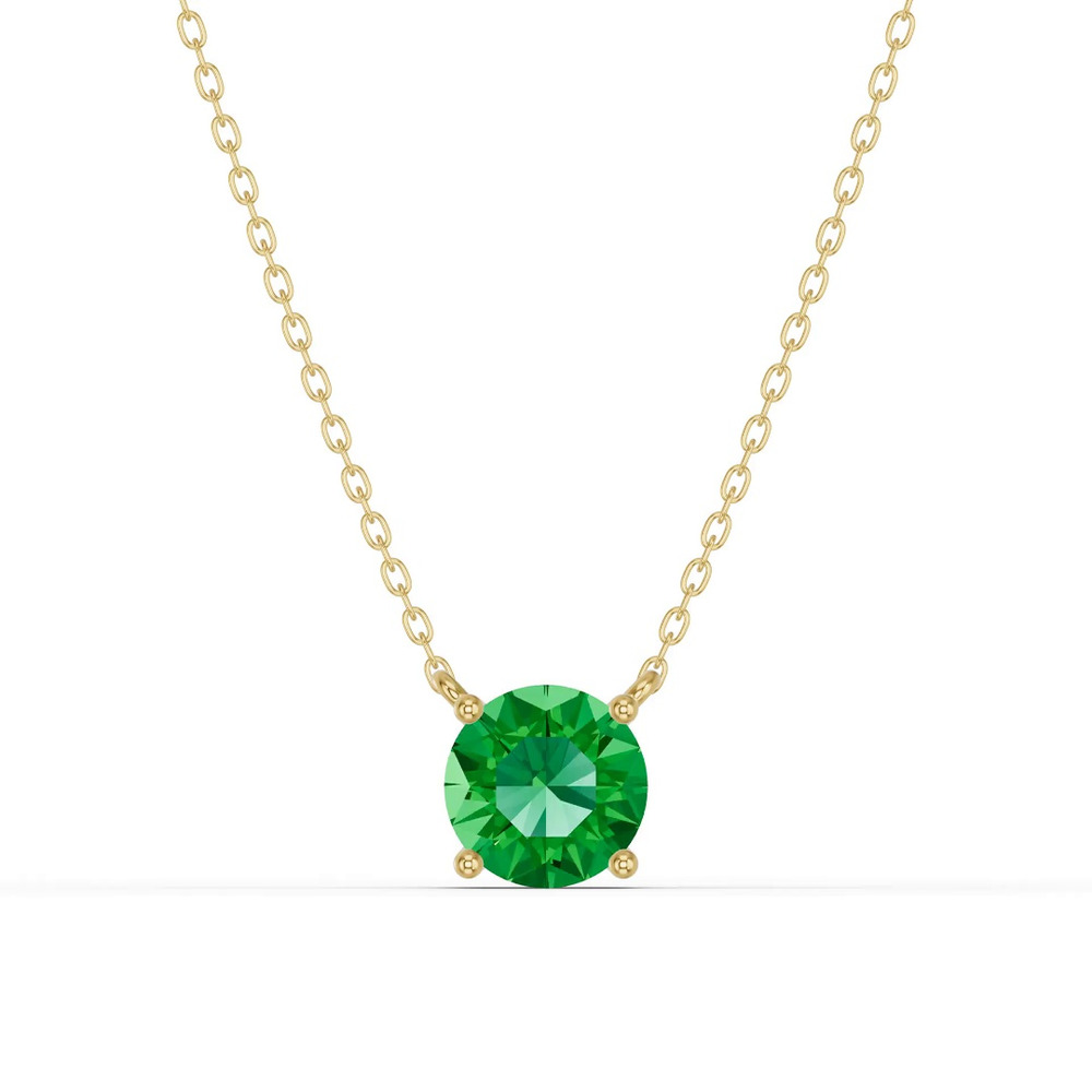 360 degree view of Round Emerald Solitaire Necklace