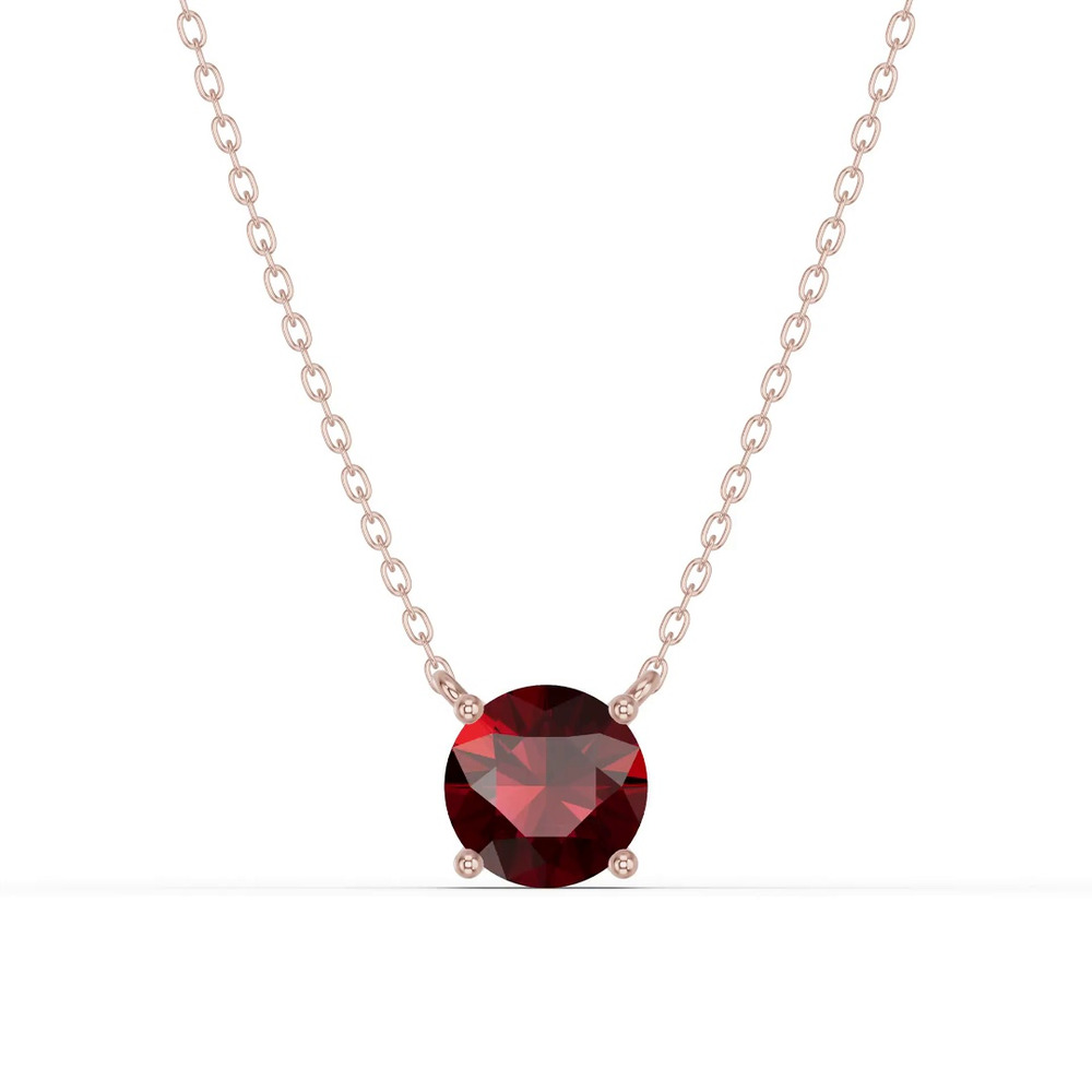360 degree view of Round Garnet Solitaire Necklace