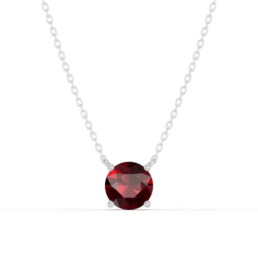 360 degree view of Round Garnet Solitaire Necklace