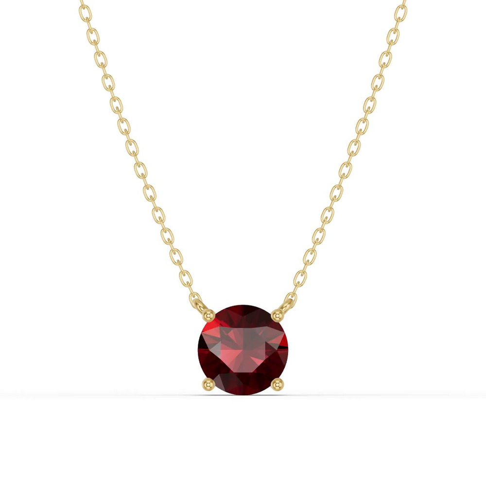 360 degree view of Round Garnet Solitaire Necklace