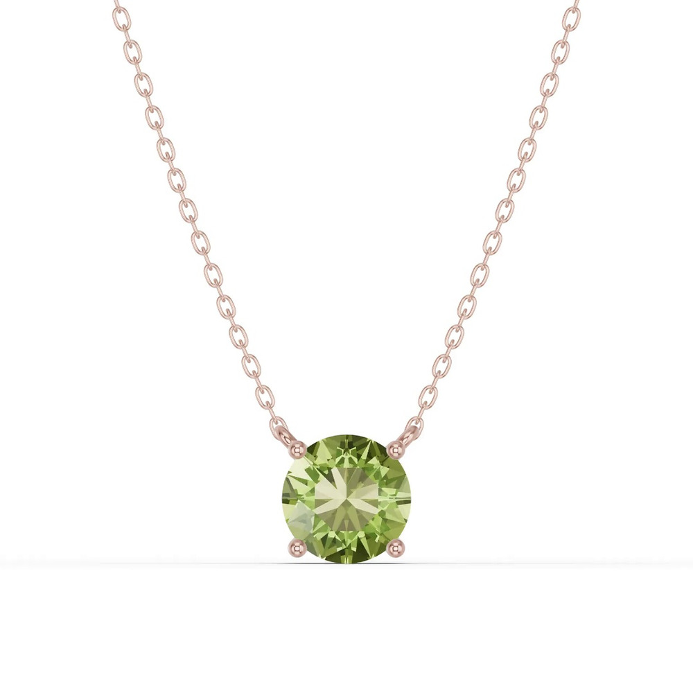 360 degree view of Round Peridot Solitaire Necklace