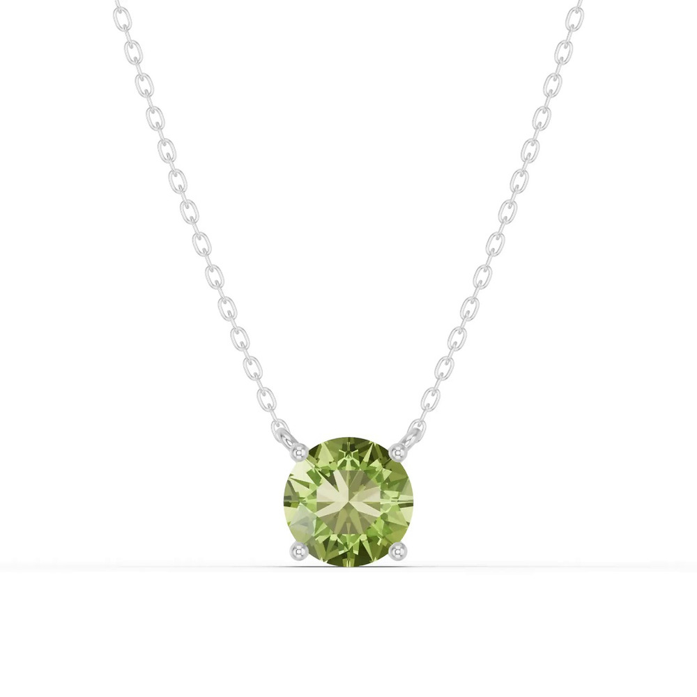 360 degree view of Round Peridot Solitaire Necklace
