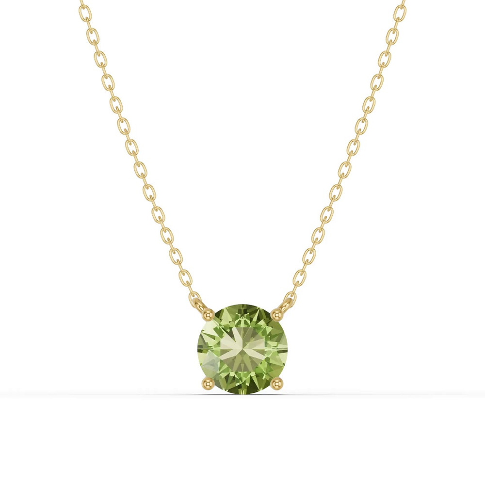 360 degree view of Round Peridot Solitaire Necklace