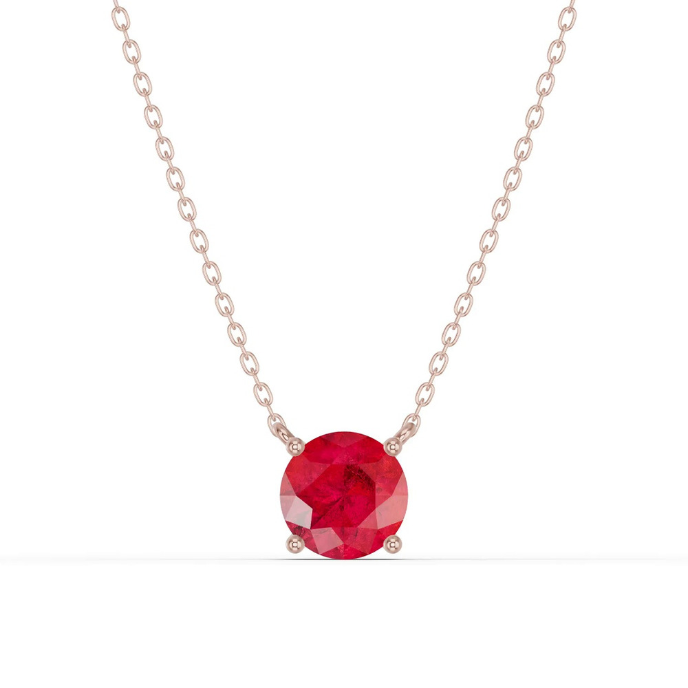 360 degree view of Round Ruby Solitaire Necklace