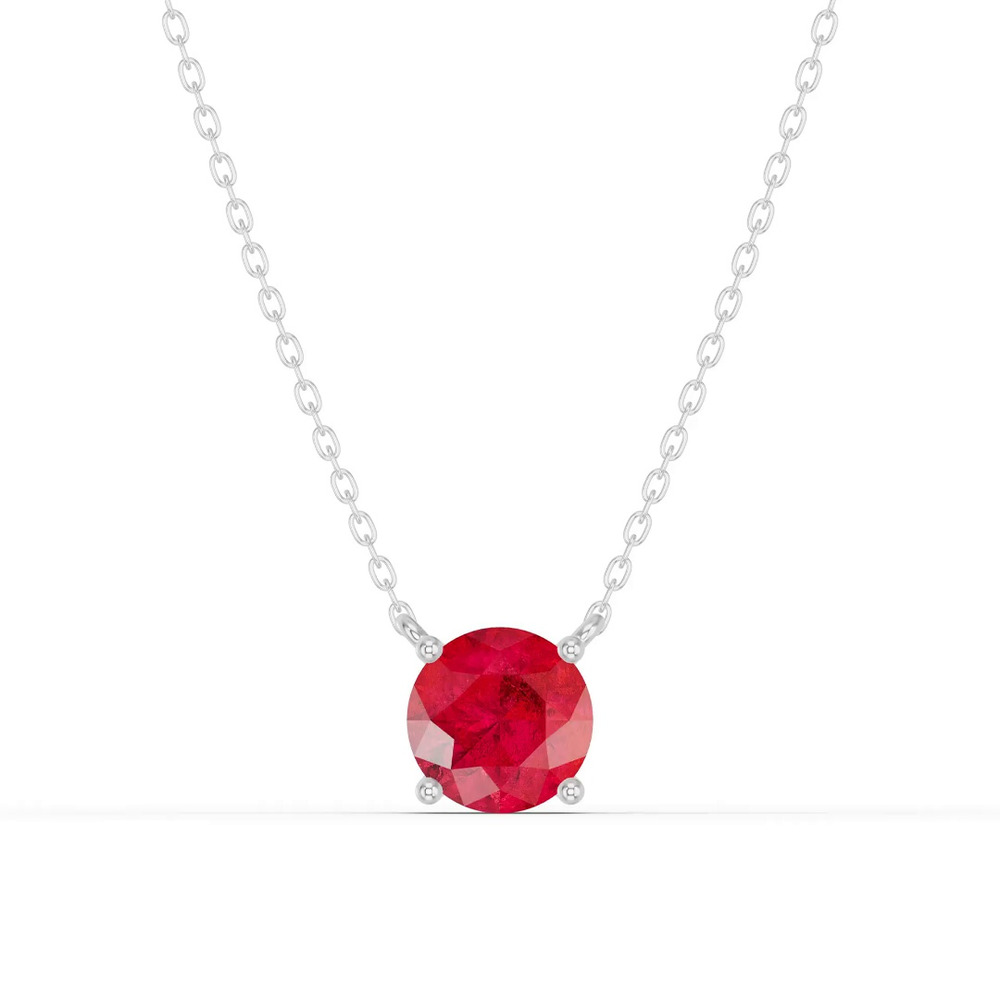 360 degree view of Round Ruby Solitaire Necklace