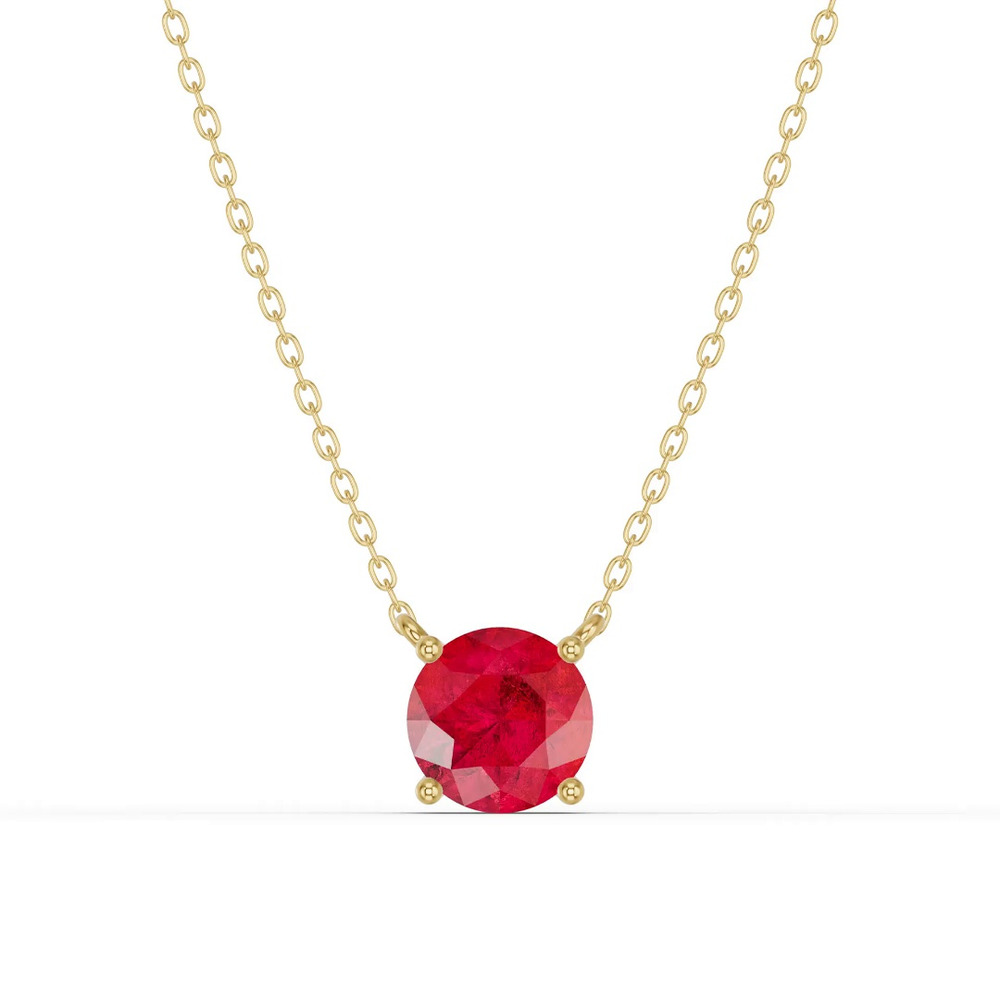 360 degree view of Round Ruby Solitaire Necklace