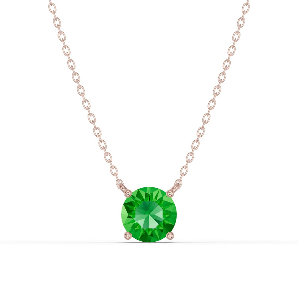 360 degree view of Round Tsavorite Solitaire Necklace