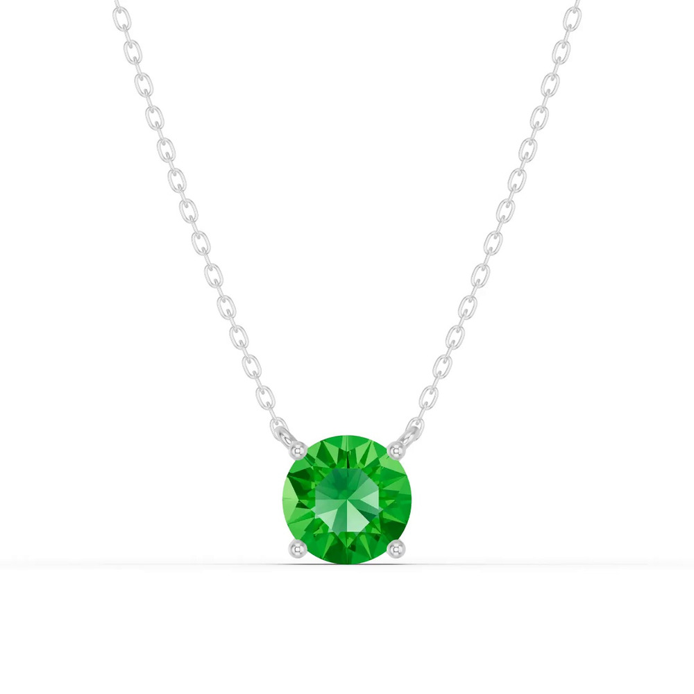 360 degree view of Round Tsavorite Solitaire Necklace