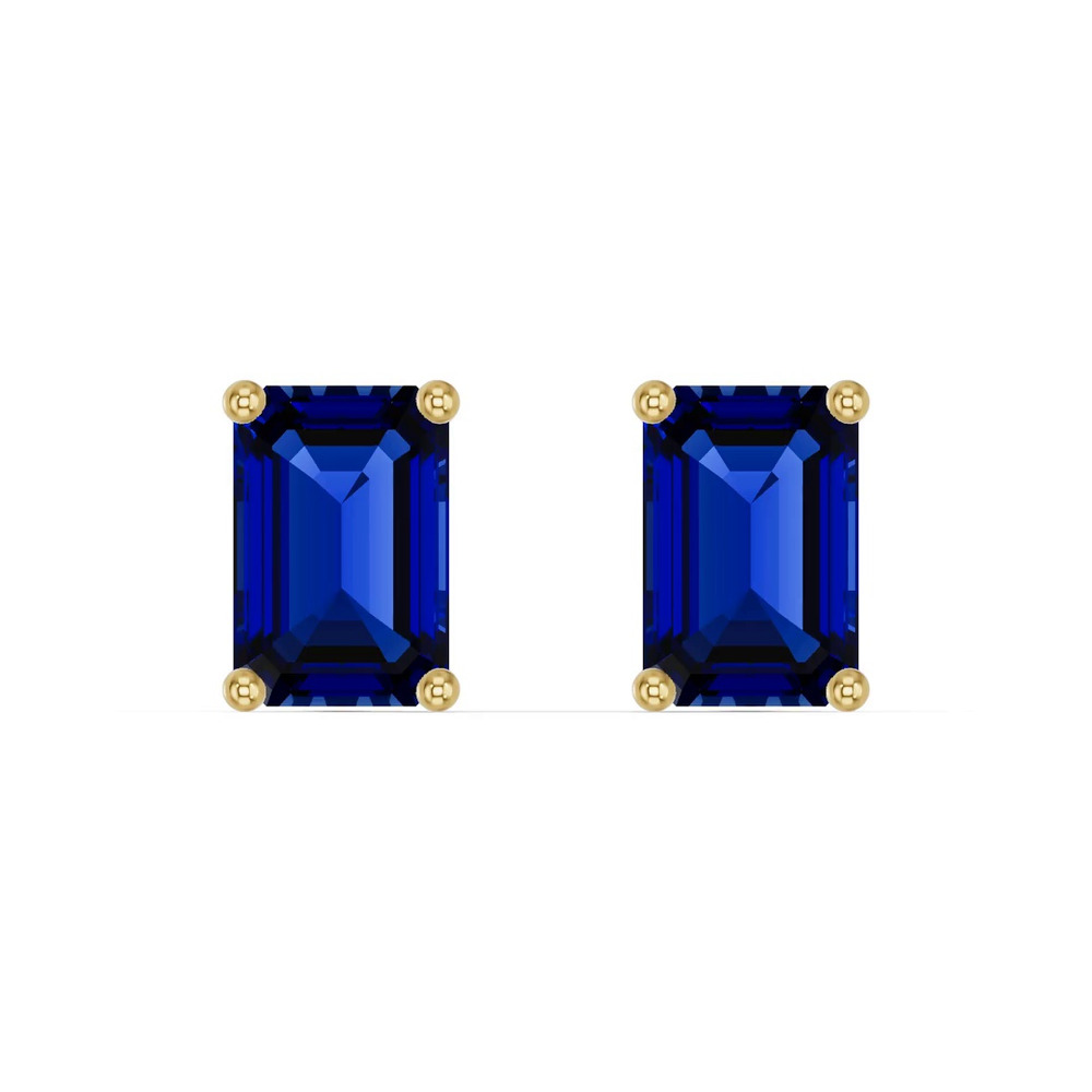360 degree view of Emerald-Cut Sapphire Stud Earrings