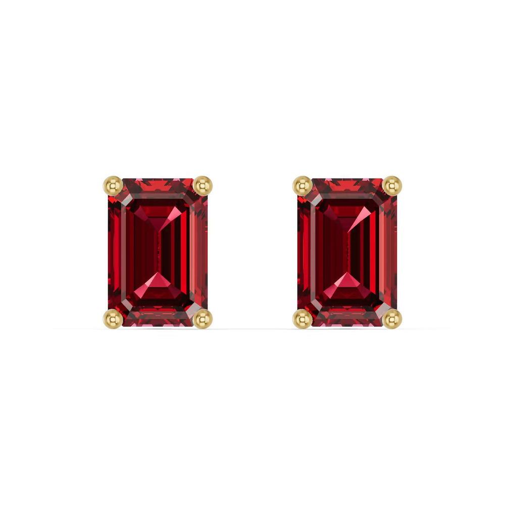 360 degree view of Emerald-Cut Garnet Stud Earrings