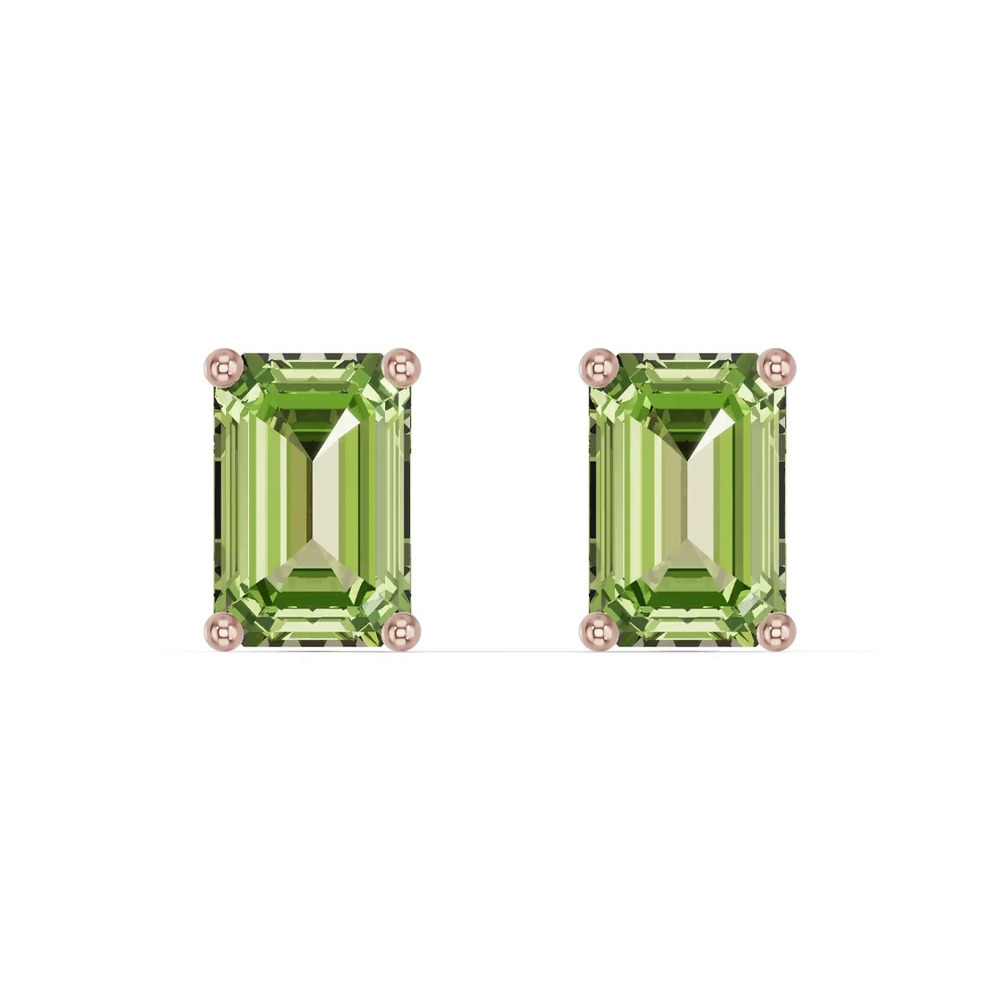 360 degree view of Emerald-Cut Peridot Stud Earrings