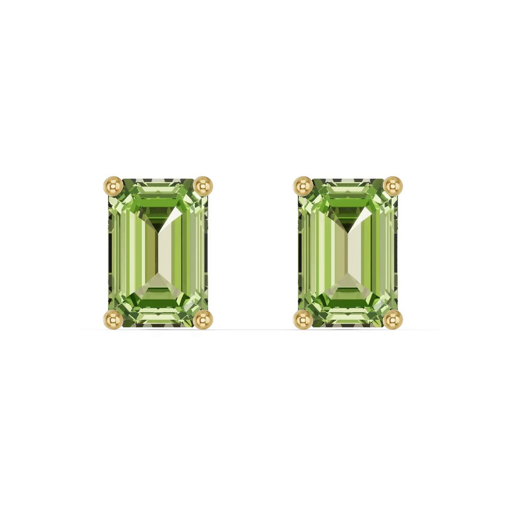 360 degree view of Emerald-Cut Peridot Stud Earrings