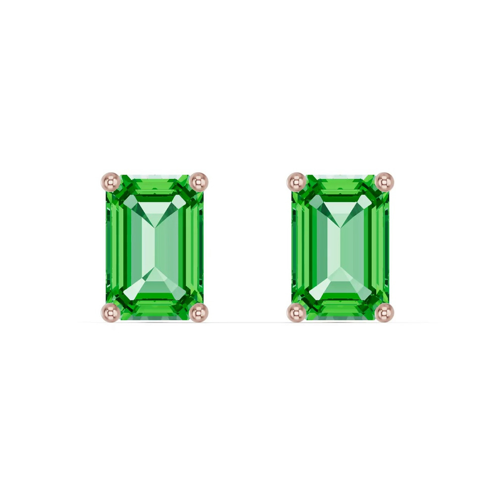 360 degree view of Emerald-Cut Tsavorite Stud Earrings