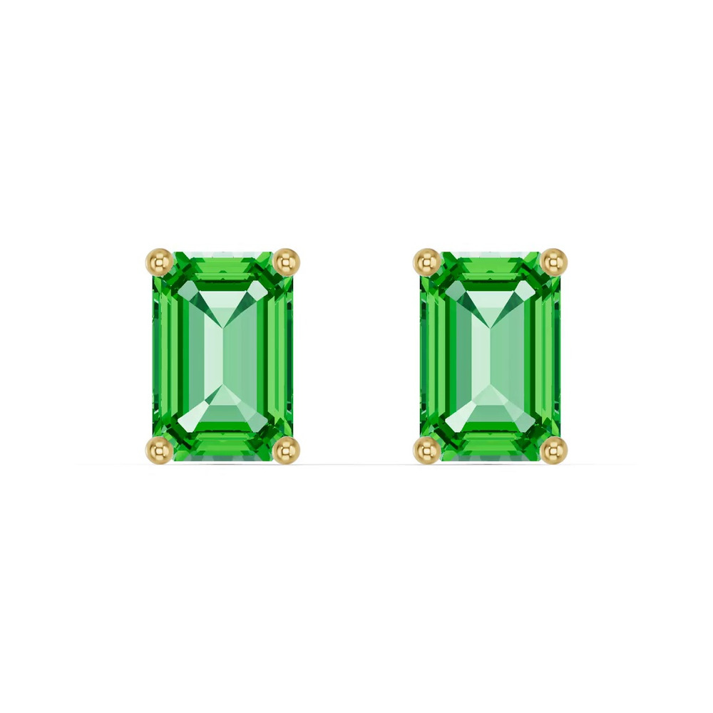 360 degree view of Emerald-Cut Tsavorite Stud Earrings
