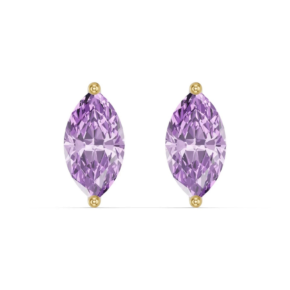 360 degree view of Marquise Amethyst Stud Earrings