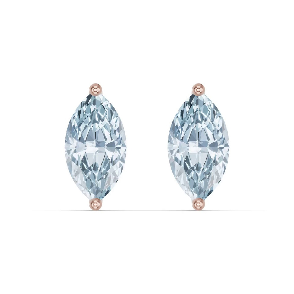 360 degree view of Marquise Aquamarine Stud Earrings