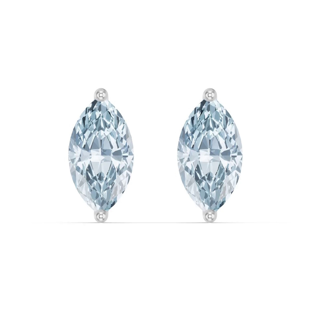360 degree view of Marquise Aquamarine Stud Earrings