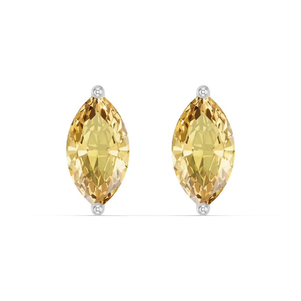 360 degree view of Marquise Citrine Silver Stud Earrings