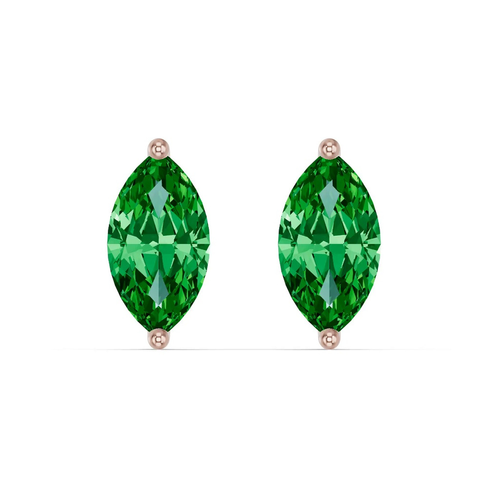 360 degree view of Marquise Emerald Stud Earrings